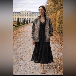 Anthropologie NWT Floral Embroidered Bomber Jacket size S.